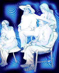 Five Figures - a drawing by Jean Price Norman [T. Newfields Collection]