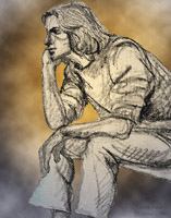 College Student - a drawing by Jean Price Norman [The Charles Horne Collection]