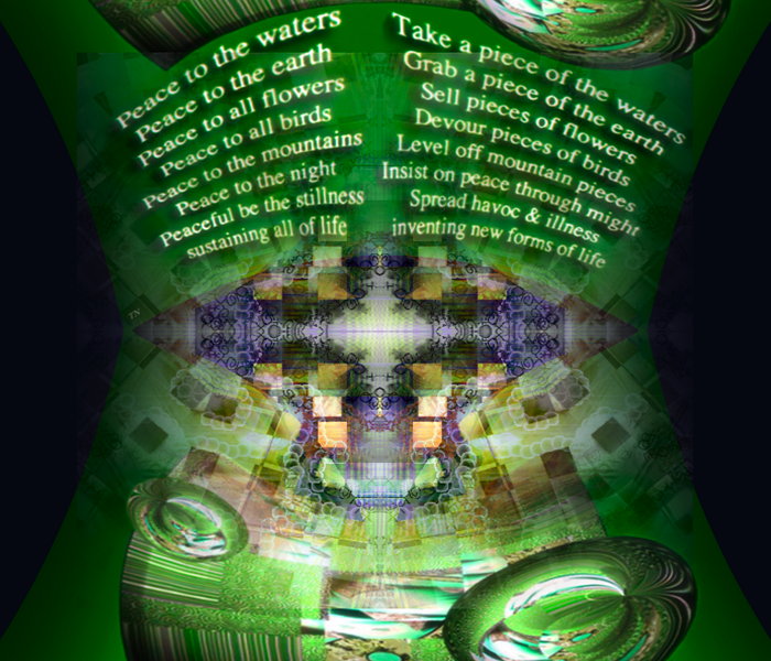 Peacesong - Piecesong: a graphic manipulation and poem by T Newfields